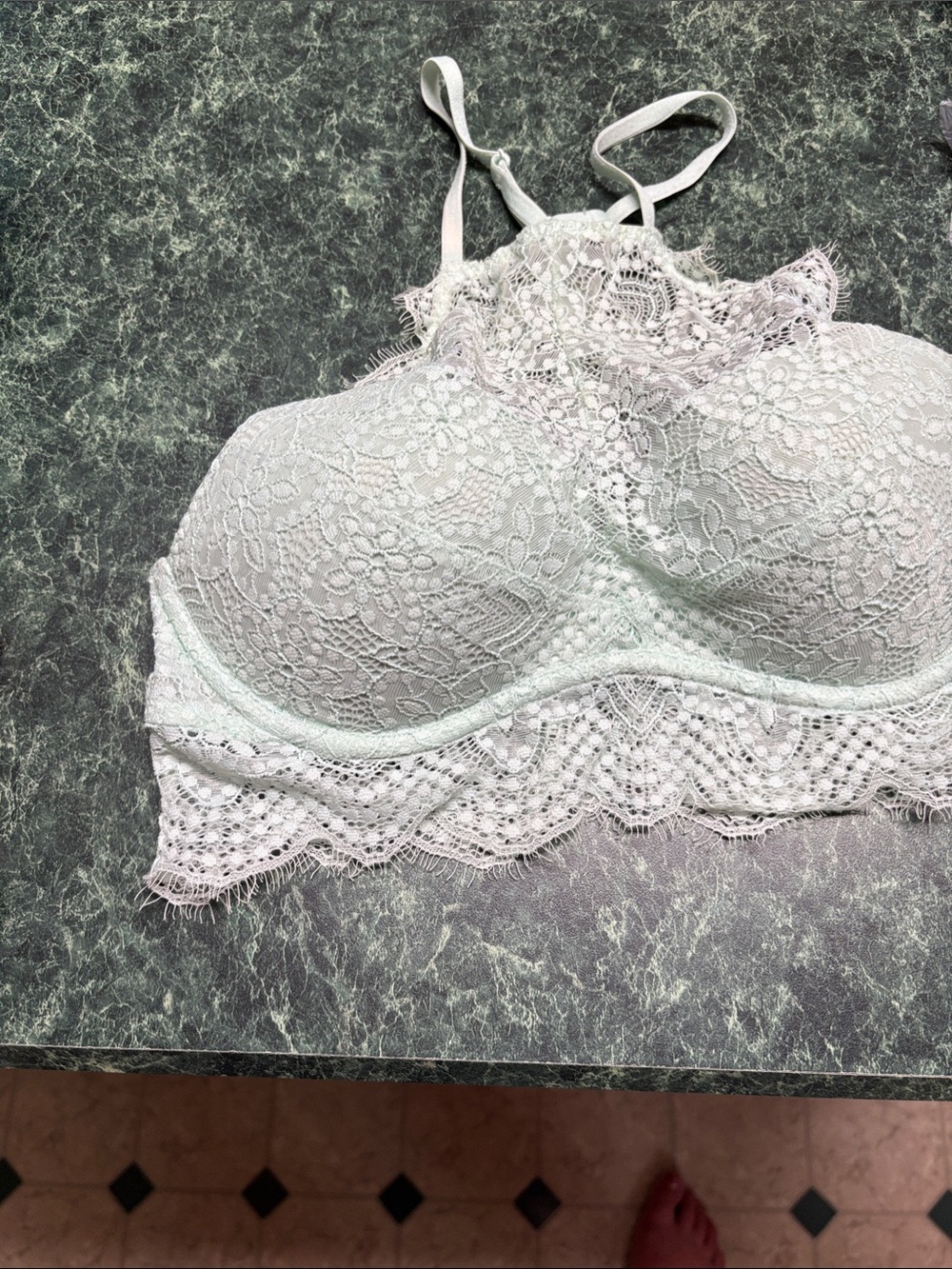 PINK Victoria's Secret Lace High-Neck Bralette in Pale Mint